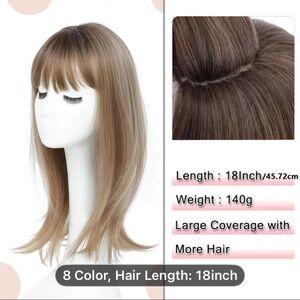 Heat Resistant (Up to 356°F) Synthetic Hair Topper - Natural Look Long Layered.